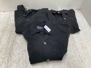 3 X CARHARTT MENS LOOSE FIT BUTTON UP COTTON JACKETS IN BLACK IN VARIOUS SIZES: LOCATION - C4
