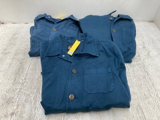 3 X CARHARTT MENS LOOSE FIT BUTTON UP COTTON JACKETS IN BLUE IN VARIOUS SIZES: LOCATION - C4