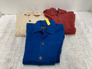 3 X CARHARTT MENS LOOSE FIT BUTTON UP COTTON JACKETS IN VARIOUS COLOURS & SIZES: LOCATION - C4