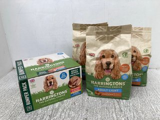 3 X BAGS OF HARRINGTONS 1.7KG ADULT LIGHT DRY DOG FOOD IN CHICKEN & RICE FLAVOUR - BBE: 06.06.2025 TO ALSO INCLUDE BOX OF 16 HARRINGTONS ADULT MIXED WET DOG FOOD IN VARIOUS FLAVOURS - BBE: 01.2026: L