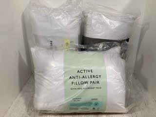 3 X ASSORTED JOHN LEWIS & PARTNERS BEDDING ITEMS TO INCLUDE ACTIVE ANTI-ALLERGY 2 PACK PILLOWS: LOCATION - WA2