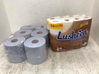PACK OF 24 LUSHEEN SCENTED TOILET TISSUE TO ALSO INCLUDE 6 X ROLLS OF BLUE ROLLS: LOCATION - D6