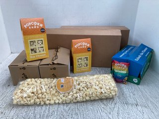 QTY OF ASSORTED POPCORN SHED FOOD ITEMS TO INCLUDE BOX OF POPCORN SHED WHITE CHOCOLATE SHEDS - BBE: 15.03.2025: LOCATION - D8