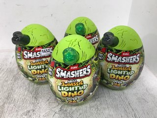 4 X SMASHERS MEGA JURASSIC LIGHT UP DINO EGGS WITH OVER 26 SURPRISES: LOCATION - D9