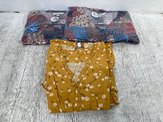 2 X APRICOT WOMENS PATCH WORK SMOCKED LONG DRESSES IN MULTI COLOUR - SIZE UK S TO ALSO INCLUDE APRICOT SCATTERED DAISY DITSY DRESS IN MUSTARD - SIZE UK S - COMBINED RRP £110: LOCATION - D11