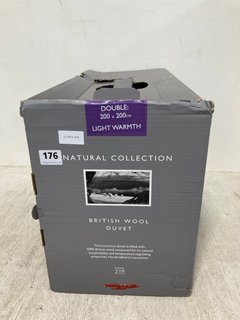JOHN LEWIS & PARTNERS NATURAL COLLECTION LIGHT WARMTH DOUBLE BRITISH WOOL DUVET: LOCATION - WA4
