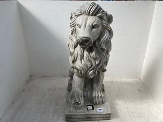 LARGE RESIN OUTDOOR LION FIGURE WITH SOLAR LIGHT IN GREY: LOCATION - D16