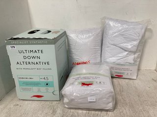 JOHN LEWIS & PARTNERS SPECIALIST SYNTHETIC ULTIMATE DOWN ALTERNATIVE 4.5 TOG DOUBLE DUVET TO ALSO INCLUDE 3 X JOHN LEWIS & PARTNERS MATTRESS PROTECTORS IN VARIOUS SIZES: LOCATION - WA4