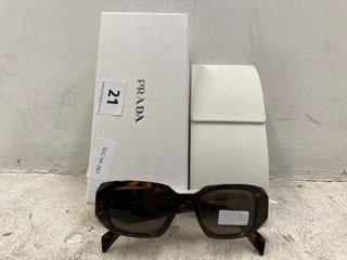 PRADA RECTANGLE ACETATE SUNGLASSES IN TORTOISE SHELL : RRP £376.00: LOCATION - BOOTH