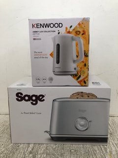 SAGE THE TOAST SELECT LUXE 2 SLICE TOASTER IN CHROME TO ALSO INCLUDE KENWOOD ABBEY LUX COLLECTION 1.7 LITRE KETTLE IN WHITE - COMBINED RRP £155: LOCATION - WA11