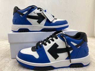 OFF-WHITE OUT OF OFFICE CALF LEATHER TRAINERS IN NAVY/WHITE/BLACK - SIZE UK8 - RRP £490: LOCATION - BOOTH
