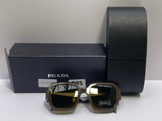 PRADA PILLOW ACETATE SUNGLASSES IN LODEN WITH BLACK CASE - RRP £376: LOCATION - B1