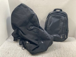 SAMSONITE LAPTOP BAG IN BLACK TO ALSO INCLUDE LIFEVENTURE HOLD-ALL BAG ON WHEELS IN BLACK: LOCATION - B2