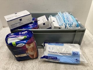 QTY OF ASSORTED MEDICAL ITEMS TO INCLUDE PACK OF 100 CONTI SOFT CLEANSING DRY WIPES: LOCATION - B7