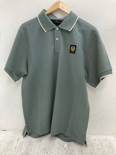 BELSTAFF MENS TIPPED POLO SHIRT IN MINERAL GREEN - SIZE UK XL: LOCATION - B9