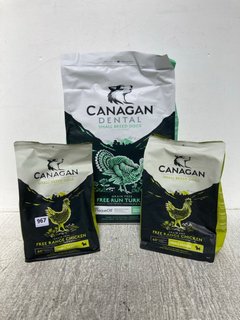 2 X PACKS OF CANAGAN 2KG DRY DOG FOOD FOR SMALL DOGS IN FREE RANGE CHICKEN FLAVOUR - BBE: 16.09.2025 TO ALSO INCLUDE CANAGAN 6KG DRY DOG FOOD IN FREE RUN TURKEY FLAVOUR - BBE: 26.12.2025: LOCATION -