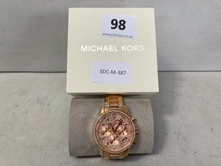 MICHAEL KORS RITZ CHRONOGRAPH ROSE GOLD-TONE STAINLESS STEEL WATCH - RRP £279: LOCATION - WA1