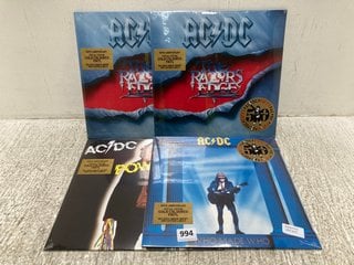 4 X ASSORTED 12 INCH VINYL RECORDS TO INCLUDE AC/DC WHO MADE WHO VINYL: LOCATION - B12