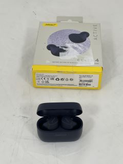 JABRA GN ELITE 4 ACTIVE EARBUDS (ORIGINAL RRP - £119) IN NAVY: MODEL NO OTE160R (WITH BOX, CHARGER CABLE, MANUAL & EAR COVERS) [JPTM114765]