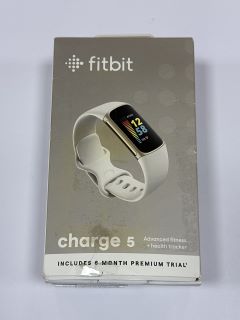 FITBIT CHARGE 5 FITNESS + HEALTH TRACKER (ORIGINAL RRP - £129.99) IN SOFT GOLD STAINLESS STEEL CASE & LUNAR WHITE BAND: MODEL NO FB421 (WITH CHARGER CABLE) [JPTM114901]