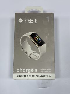 FITBIT CHARGE 5 FITNESS + HEALTH TRACKER (ORIGINAL RRP - £129.99) IN SOFT GOLD STAINLESS CASE & LUNAR WHITE BAND: MODEL NO FB421GLWT (WITH BOX & ALL ACCESSORIES) [JPTM114884]