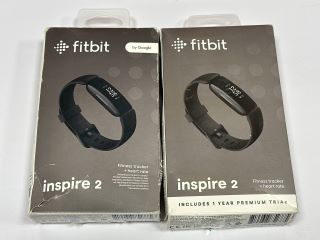 2 X FITBIT INSPIRE 2 FITNESS + HEART RATE TRACKER (ORIGINAL RRP - £99.98) IN BLACK CASE & BAND: MODEL NO FB418 (WITH BOXES & TWO CHARGER CABLES) [JPTM114966]