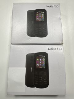 2X NOKIA 130 MOBILE PHONE IN BLACK: MODEL NO TA-1019 (WITH BOX & ALL ACCESSORIES) [JPTM114281]