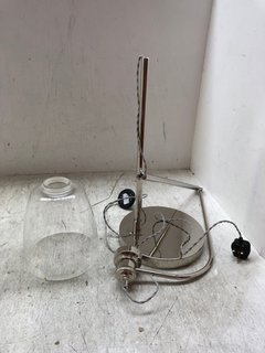 CHROME ARC FLOOR STANDING LAMP WITH GLASS SHADE: LOCATION - AR1