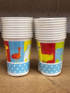 QTY OF DUNI PLASTIC CUPS FOR CHILDRENS PARTY: LOCATION - BR14