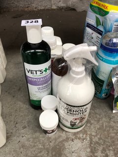 (COLLECTION ONLY) QTY OF ASSORTED ITEMS TO INCLUDE VET'S + BEST HYPOALLERGENIC SHAMPOO & HOUSE HOLD FLEA FIGHTER SPRAY: LOCATION - AR9