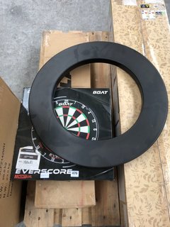 3 X ITEMS TO INCLUDE EVERSCORE NXT LVL DARTBOARD, QUICK PLAY REBOUND STATION & LARGE BLACK RUBBER DARTBOARD SURROUND: LOCATION - B6