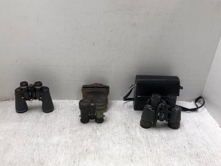 3 X ASSORTED VINTAGE BINOCULARS WITH CASES: LOCATION - D1
