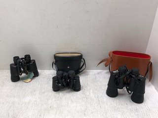 3 X ASSORTED VINTAGE BINOCULARS WITH CASES: LOCATION - D1