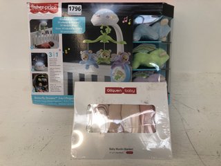 2 X ASSORTED BABY ITEMS TO INCLUDE FISHER PRICE BUTTERFLY DREAMS 3 IN 1 PROJECTION MOBILE: LOCATION - A1