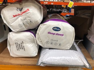4 X ASSORTED BED ITEMS TO INCLUDE SILENT NIGHT DOUBLE SIZE DEEP SLEEP MATTRESS TOPPER: LOCATION - D8
