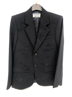 VOLTAIRE VANILLESTRASS MANIFESTO JACKET IN BLACK SIZE: 34'' RRP - £735: LOCATION - WHITE BOOTH