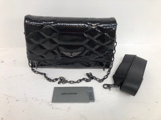ZADIG & VOLTAIRE ROCKY XL MAT SCALE GLOSSY BAG IN BLACK RRP - £590: LOCATION - WHITE BOOTH