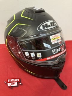 HLC MOTORCYCLE HELMET IN BLACK AND NEON GREEN: LOCATION - AR8