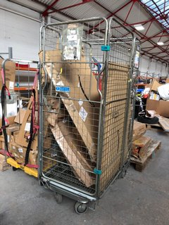 CAGE OF ASSORTED HOUSEHOLD ITEMS TO INCLUDE WHITE CLOTHES AIRER AND SPRAY MOP (CAGE NOT INCLUDED): LOCATION - A6 (KERBSIDE PALLET DELIVERY)