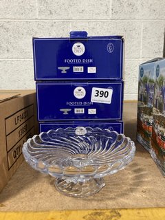 QTY OF ROYAL CREST FOOTED DISHES IN CLEAR CUT GLASS STYLE FINISH: LOCATION - BR12