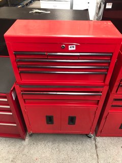 8 DRAWER 2 DOOR TOOL STORAGE CABINET IN RED AND BLACK: LOCATION - B1