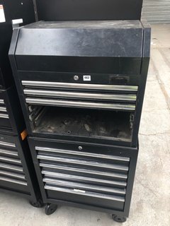6 DRAWER WHEELED TOOL CHEST IN BLACK TO INCLUDE 6 DRAWER TOOL TOP CHEST IN BLACK (MISSING 3 DRAWERS): LOCATION - B1