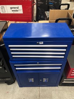6 DRAWER 2 DOOR TOOL STORAGE CABINET IN BLUE AND SILVER: LOCATION - B2