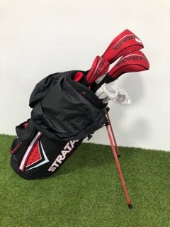 CALLAWAY STRATA GOLF SET TO INCLUDE CLUBS AND GOLF CADDY BAG IN BLACK AND RED - RRP £395: LOCATION - A1