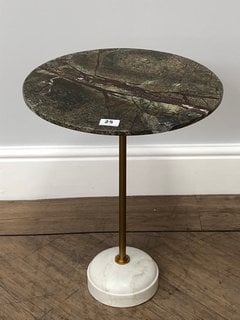 FLEET SIDE TABLE IN GREEN MARBLE & BRASS RRP - £395: LOCATION - D1