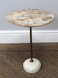 FLEET SIDE TABLE IN NATURAL MARBLE & BRASS RRP - £395: LOCATION - D1