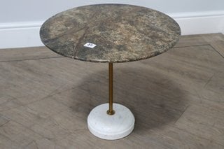 FLEET LOW SIDE TABLE IN GREEN MARBLE & BRASS RRP - £395: LOCATION - D1