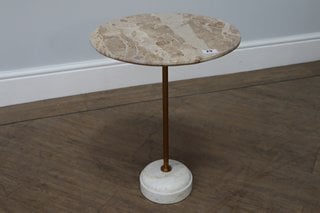 FLEET SIDE TABLE IN NATURAL MARBLE & BRASS RRP - £395: LOCATION - D1