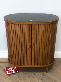 NORA TAMBOUR BAR CABINET IN BLACK MARQUINA MARBLE RRP - £1995: LOCATION - D1