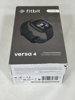 FITBIT VERSA 4 SMARTWATCH (ORIGINAL RRP - £179) IN GRAPHITE ALUMINIUM CASE & BLACK INFINITY BAND: MODEL NO FB523BKBK (WITH BOX & ALL ACCESSORIES, MINOR COSMETIC DEFECTS ON BOX) [JPTM115072] (SEALED U